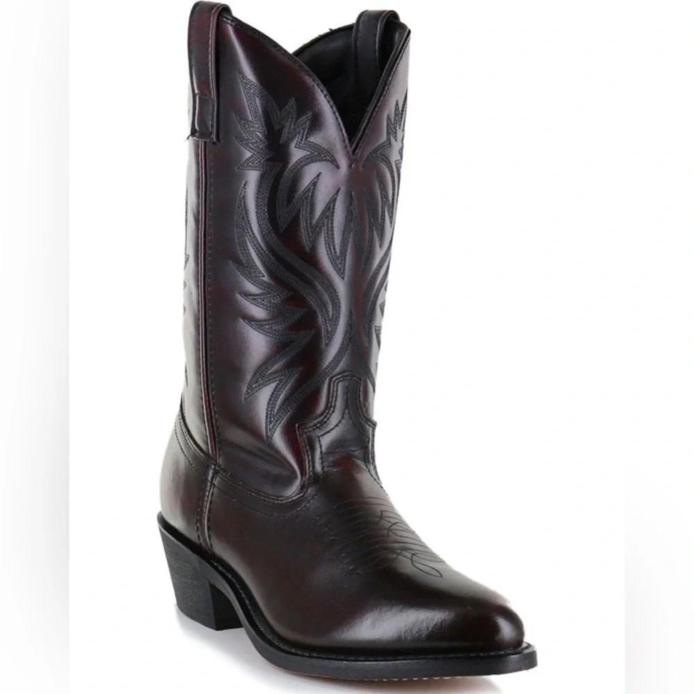 Cody James Men’s Black Cherry Round Toe Sturdy Shiny Western Cowboy Boots 8.5D